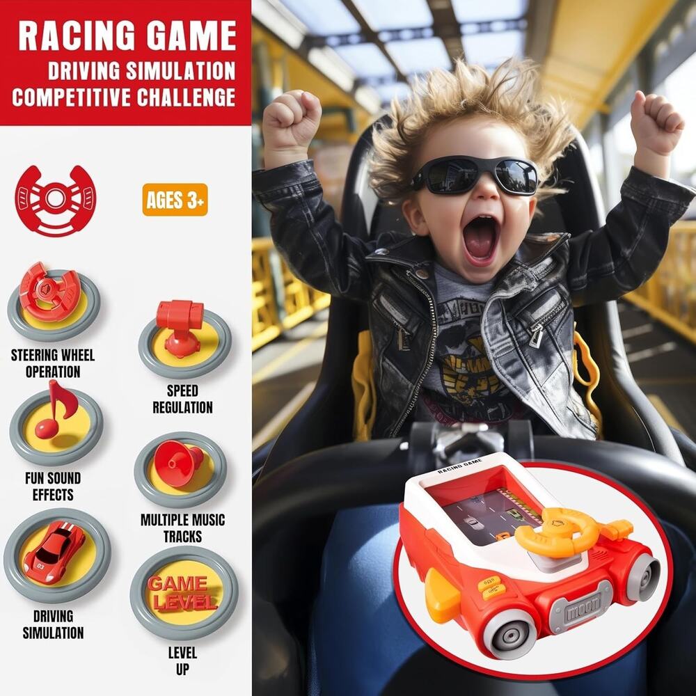 Racing Car Steering Wheel Toy for Kids Driving Simulator Game - Picture 6 of 6